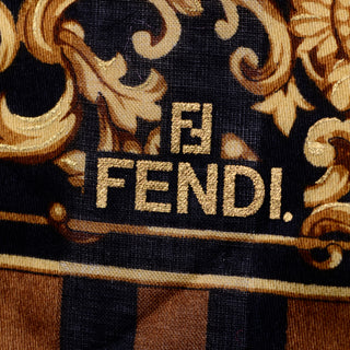 Fendi Zucca Monogram Logo Baroque Brown Scarf FF