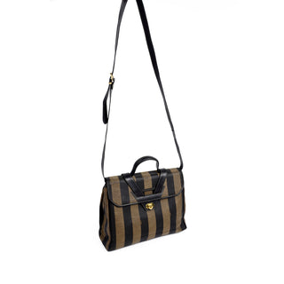 Fendi Monogram Stripe Top Handle Handbag Shoulder Bag