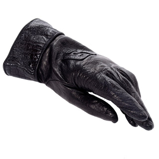 Fendi black leather designer gloves