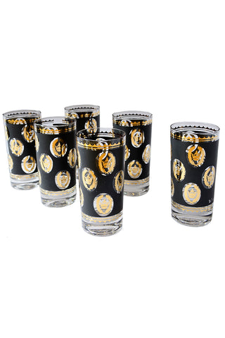 Libbey Glass G Reeves 22k Gold Glasses Highballs