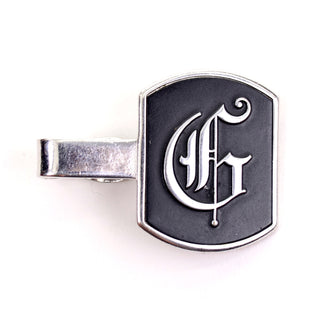 Swank 1940's vintage silver tie bar and calligraphic G