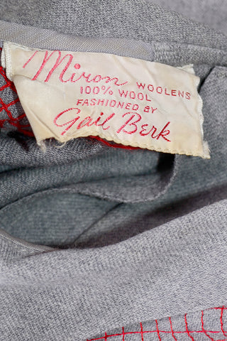 Miron Woolens Gray Wool Vintage 1950s Childs Dress by Gail Berk 