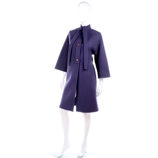 1980s Vintage Coat in Purple Wool by James Galanos