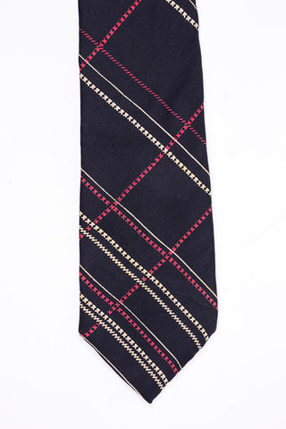 Galleria di Bronzini Navy Silk Plaid Narrow Men's Necktie