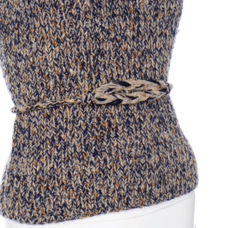 Vintage Geoffrey Beene Wool Knit Sleeveless Sweater With unique belt