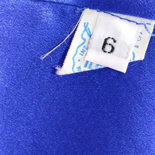 Blue & White Polka Dot Silk Geoffrey Beene Vintage Dress Size 6