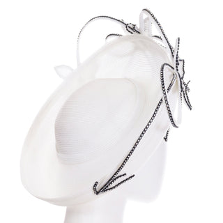 Dramatic 2000s George Zamau'l Couture Black & White Rhinestone Hat