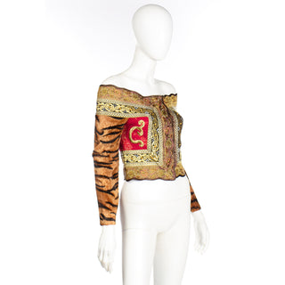 1989 Gianfranco Ferre Deadstock Vintage Tiger Stripe Off Shoulder Top Jacket