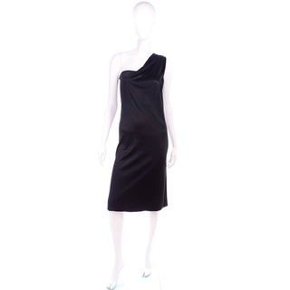 Gianni Versace Couture Vintage Black One Shoulder Dress 1998