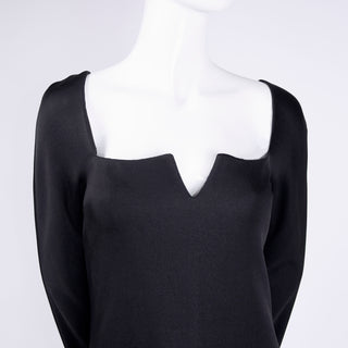 Slit neckline Gianni Versace Couture vintage black evening gown