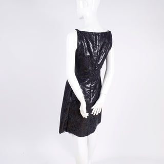 1996 Gianni Versace Couture Black Lace Satin Dress w/ Medusa Buckles Deadstock
