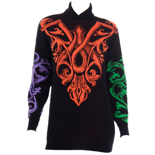 Rare Gianni Versace Vintage Baroque Design Multi Color Sweater