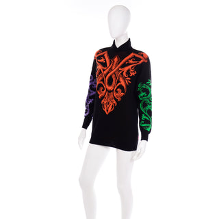 Gianni Versace Vintage Baroque Design Multi Color Sweater Colorful