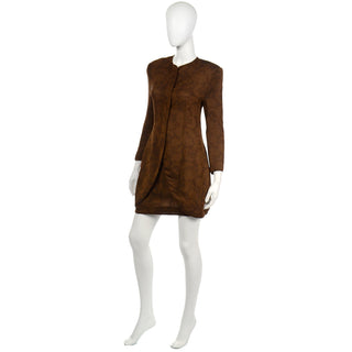 Vintage 1990s Giorgio Armani Brown Silk Lined Skirt & Jacket Suit Italy