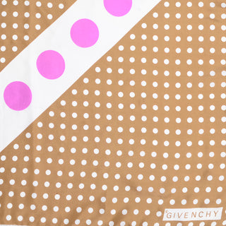 1980s Givenchy Colorful Brown and Pink Polka Dot Vintage Silk Scarf