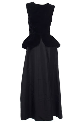 Vintage Couture Givenchy Dress Black Velvet & Taffeta Evening Gown