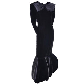 Givenchy Nouvelle Boutique Black Velvet Satin Evening Gown Size 12