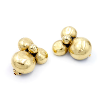 Yves Saint Laurent Gold Plated Bubble Cuff Bracelet & Clip Earrings