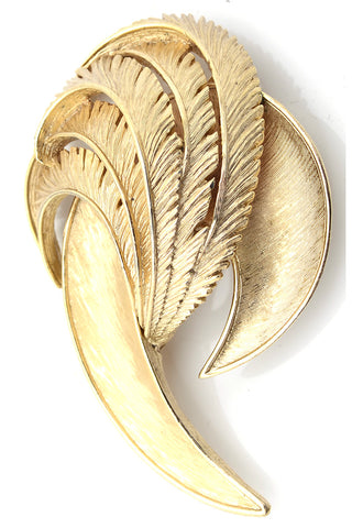 1960s crown logo Trifari vintage feather brooch