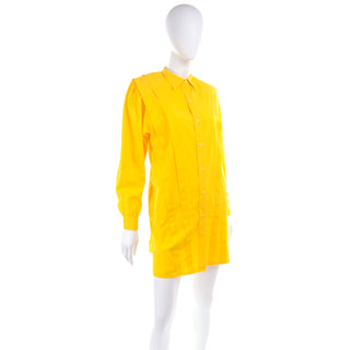 Vintage Gottex Button Down Oversized Yellow Cotton Shirt
