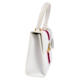 1960's White leather Gucci Kelly Handbag