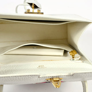1960's White Gucci Handbag with Mirror and padlock