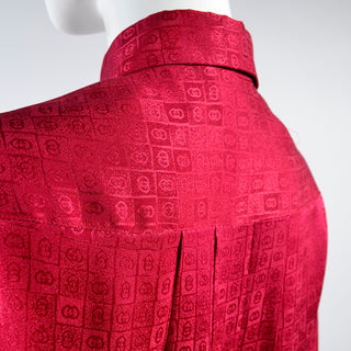 Red silk Gucci logo blouse