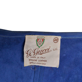 1970's G. Gucci Label on Vintage Blue Suede Leather Top