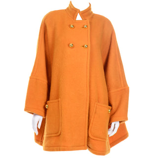 80s tangerine Guy Laroche Orange Mohair Wool Vintage Swing Coat