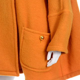 Guy Laroche Orange Mohair Wool Vintage Swing Coat 80s 1980s
