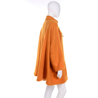 80s Guy Laroche Orange Mohair Wool Vintage Swing Coat batwing sleeves