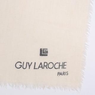 Vintage Guy Laroche Paris Cream Wool Scarf logo