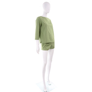 H Cosentino of Capri Vintage Green Cotton Shorts & Tunic Outfit