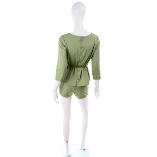 Rare 1960s H Cosentino of Capri Green Cotton Shorts & Tunic Outfit