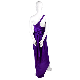 Purple Jersey Halston Vintage Dress One Shoulder