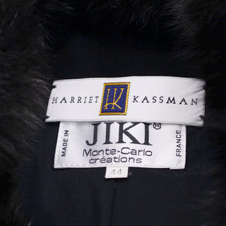 Size 44 Vintage Jiki 1990s Black Wool Fox Fur Evening Jacket from Harriet Kassman