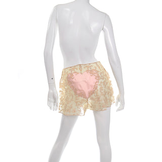 1930's Silk Heart Tap Shorts with Lace