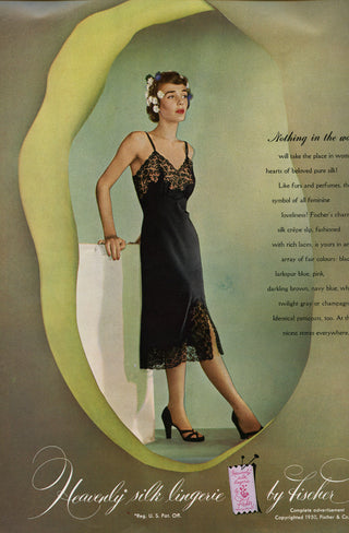 1940s Vintage Heavenly Silks by Fischer Black Full Slip - Dressing Vintage