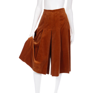 Vintage Hermes Pleated corduroy culotte long shorts