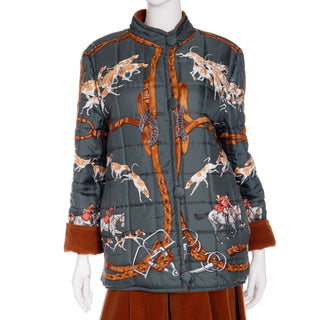 Vintage Hermes Hounds Puffer Jacket