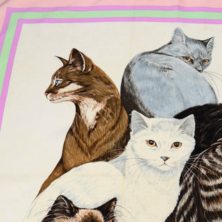 Hermes Collectible 1985 Hermès Silk Cats Scarf Carré Les Chats By Daphne Duchesne
