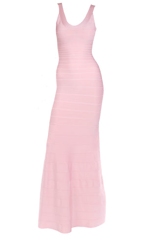 Herve Leger Long Pink Bandage Dress