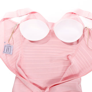 Herve Leger Long Pink Bandage Dress w built in bra cups