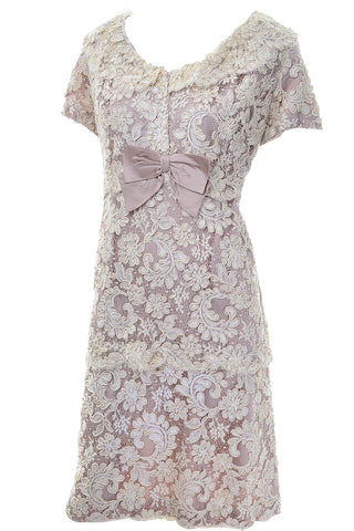 I Magnin Vintage Tiered Lace Dress With Bow