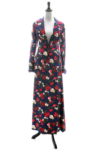 Vintage I Magnin Blue Floral Blazer and Maxi Skirt Suit - Dressing Vintage