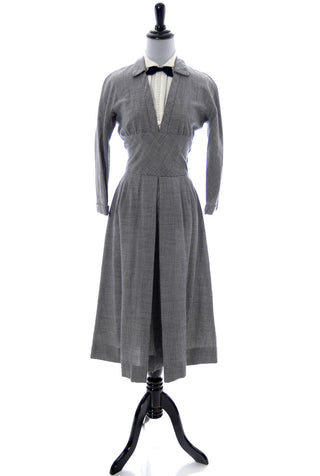 I Magnin 1950s black white check vintage dress