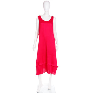 1990s Issey Miyake Vintage Raspberry Pink Red Pleats Please Dress Japan