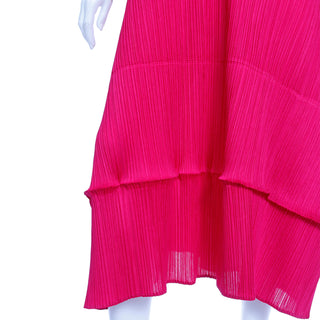 1990s Issey Miyake Vintage Raspberry Pink Red Pleats Please Dress Made in Japan size 4