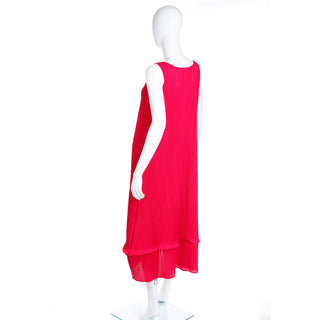 1990s Issey Miyake Vintage Raspberry Pink Red Pleats Please Dress Size 4