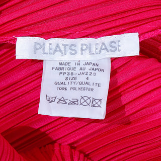1990s Issey Miyake Vintage Raspberry Pink Red Pleats Please Dress Size 4 or us Large